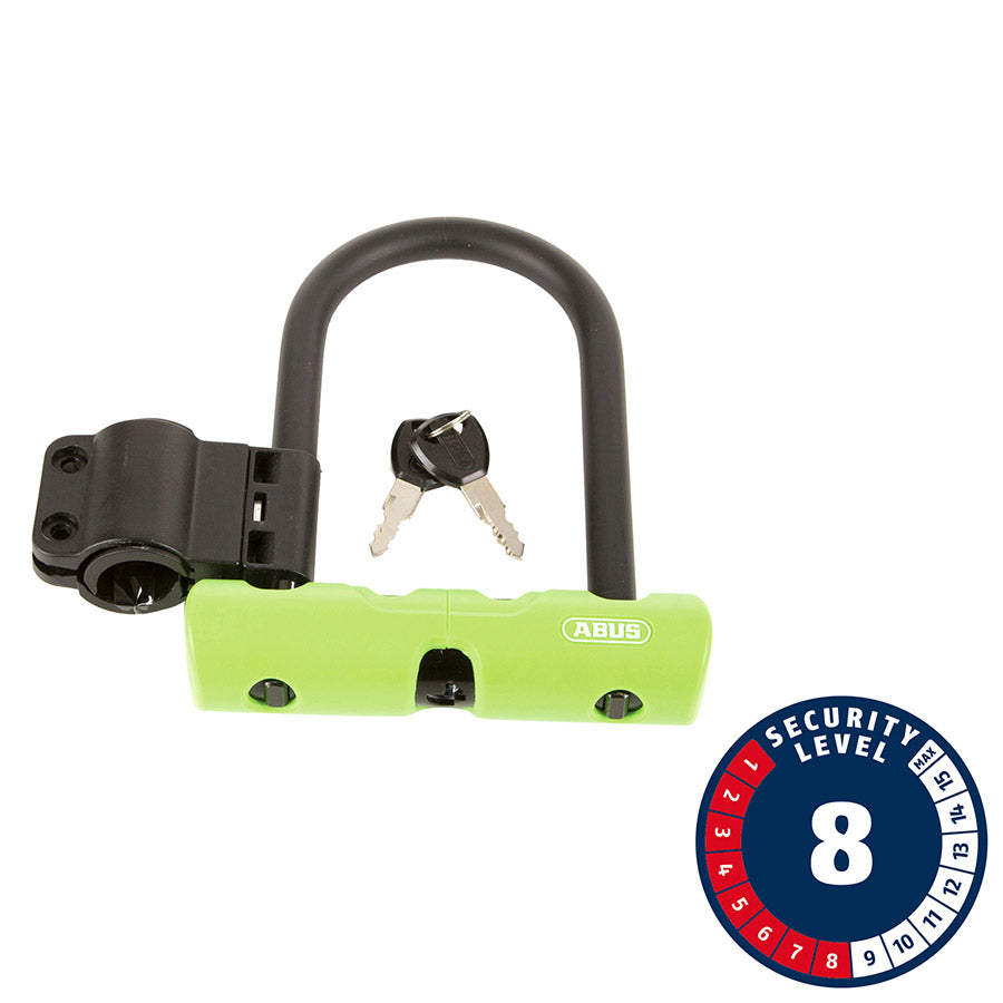 Abus, Ultra 410 Mini, U-Lock, Key, 12mm, 14.0cm x 15.0cm, 5.5" x 5.9", SH34, Green