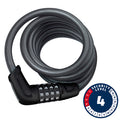Tresor 6512C, Cable Lock, Combo, 12mm, 180cm, 5.9', Black