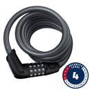 Tresor 6512C, Cable Lock, Combo, 12mm, 180cm, 5.9', Black