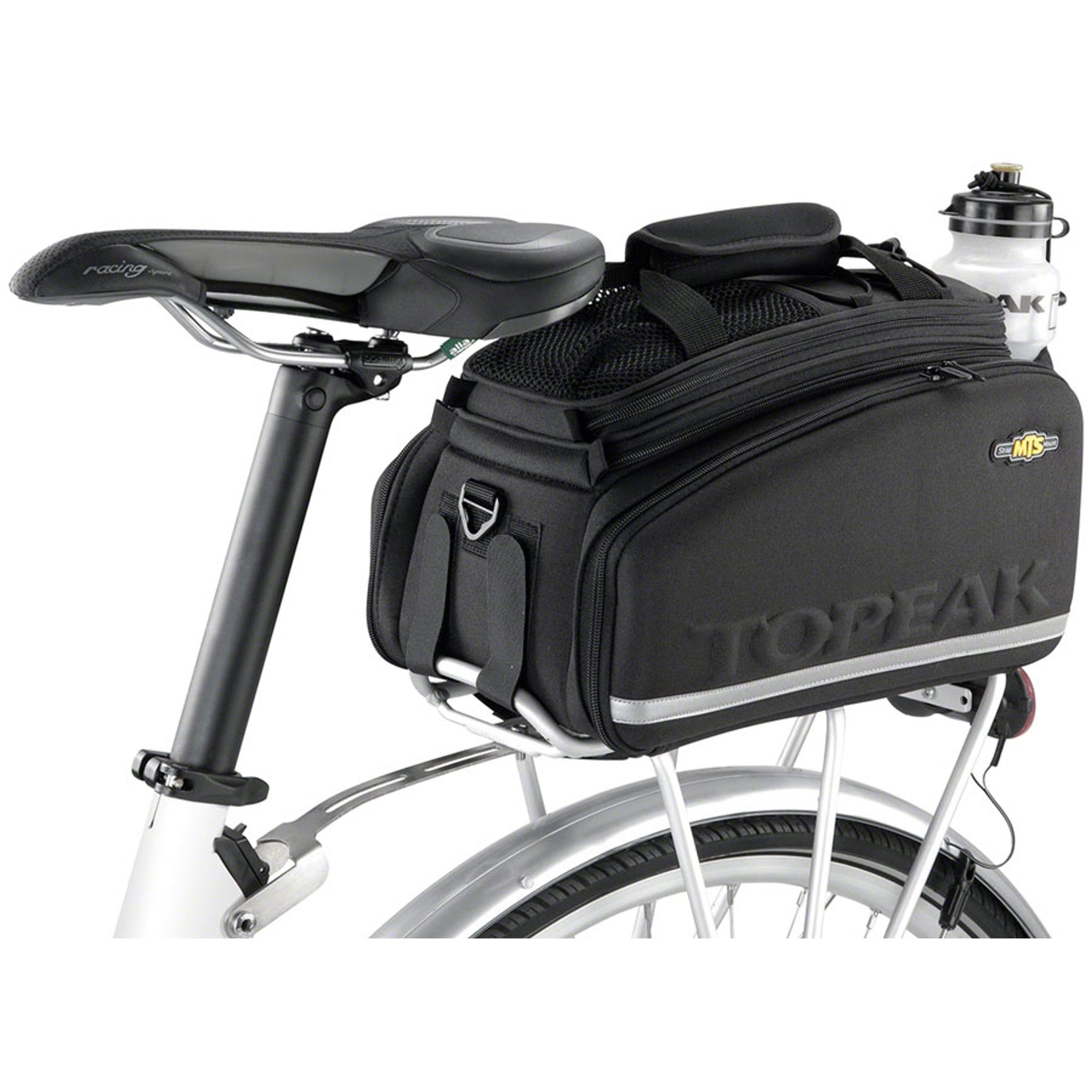 MTS Trunk Bag DXP Rack Bag with Expandable Panniers - Strap Mount, Black