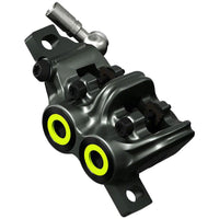 MT7 Disc Brake Caliper - Front or Rear, Post Mount, 4-Piston, Gray/Yellow