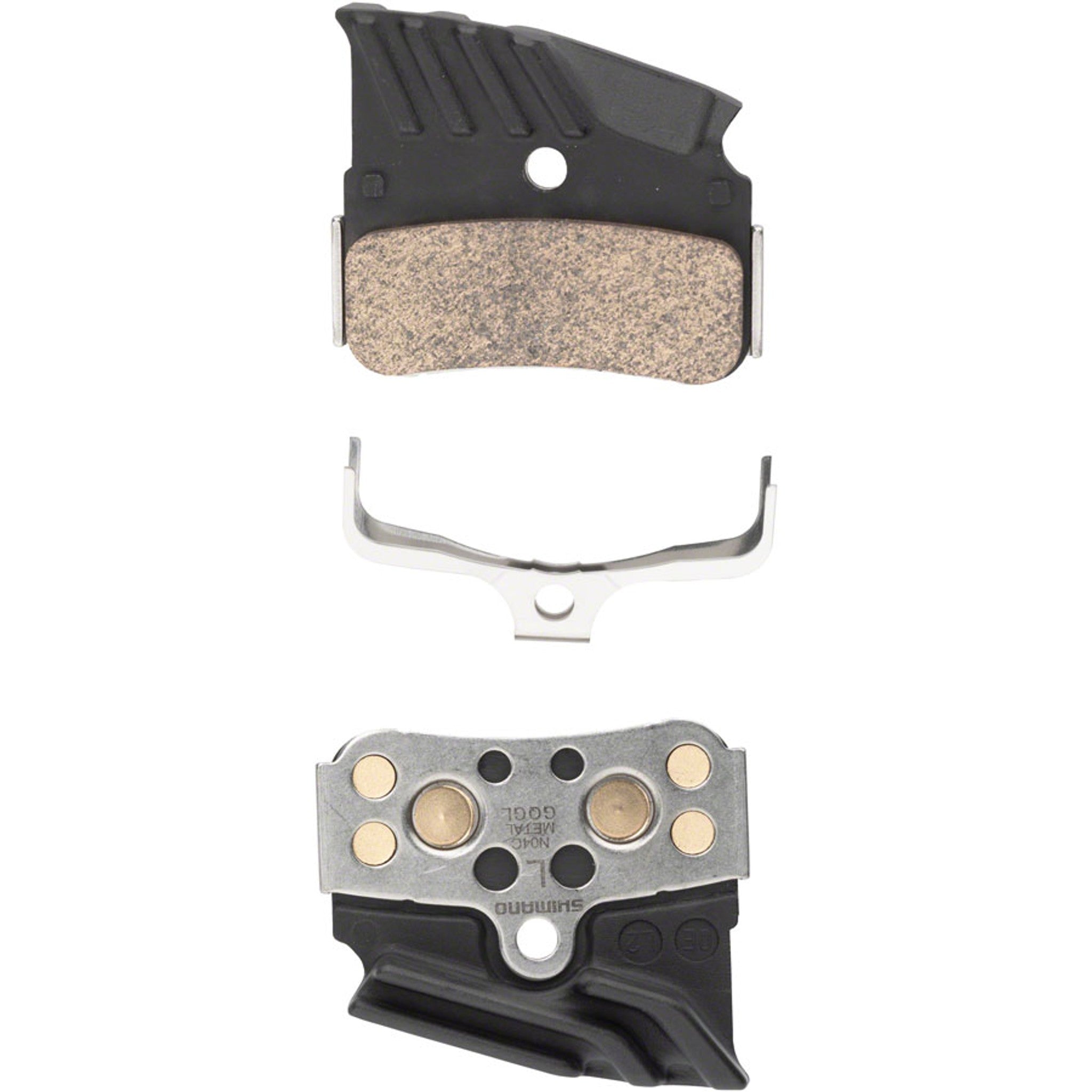 N04C-MF Disc Brake Pads and Springs - Metal Compound, Finned Alloy and Stainless Steel Back Plate, One Pair