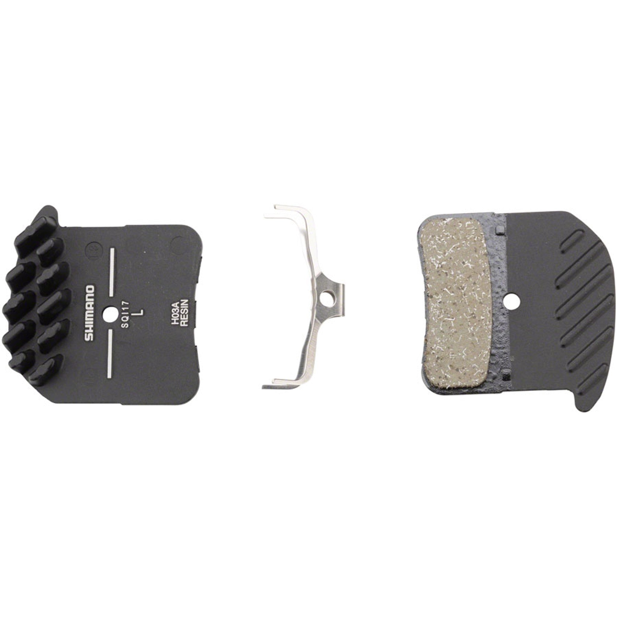 H03A-RF Disc Brake Pad and Spring - Resin Compound, Finned Alloy Back Plate, One Pair