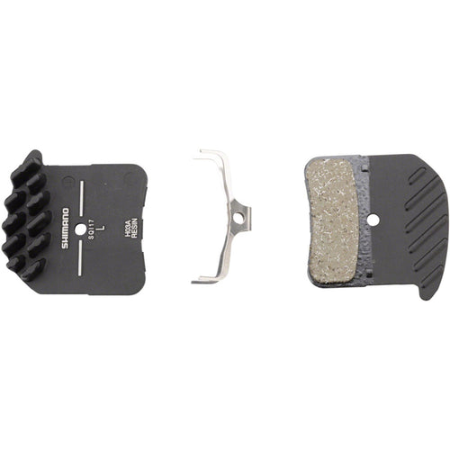 H03A-RF Disc Brake Pad and Spring - Resin Compound, Finned Alloy Back Plate, One Pair