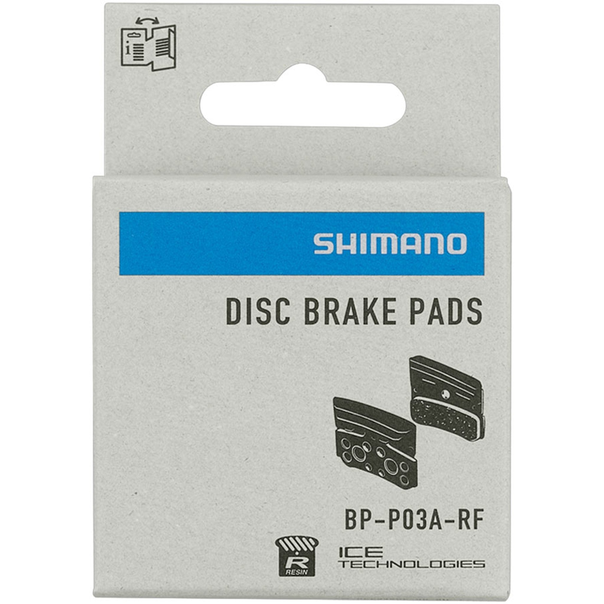 Shimano P03A-RF Disc Brake Pads and Springs - Resin Compound, Finned Aluminum Back Plate, One Pair
