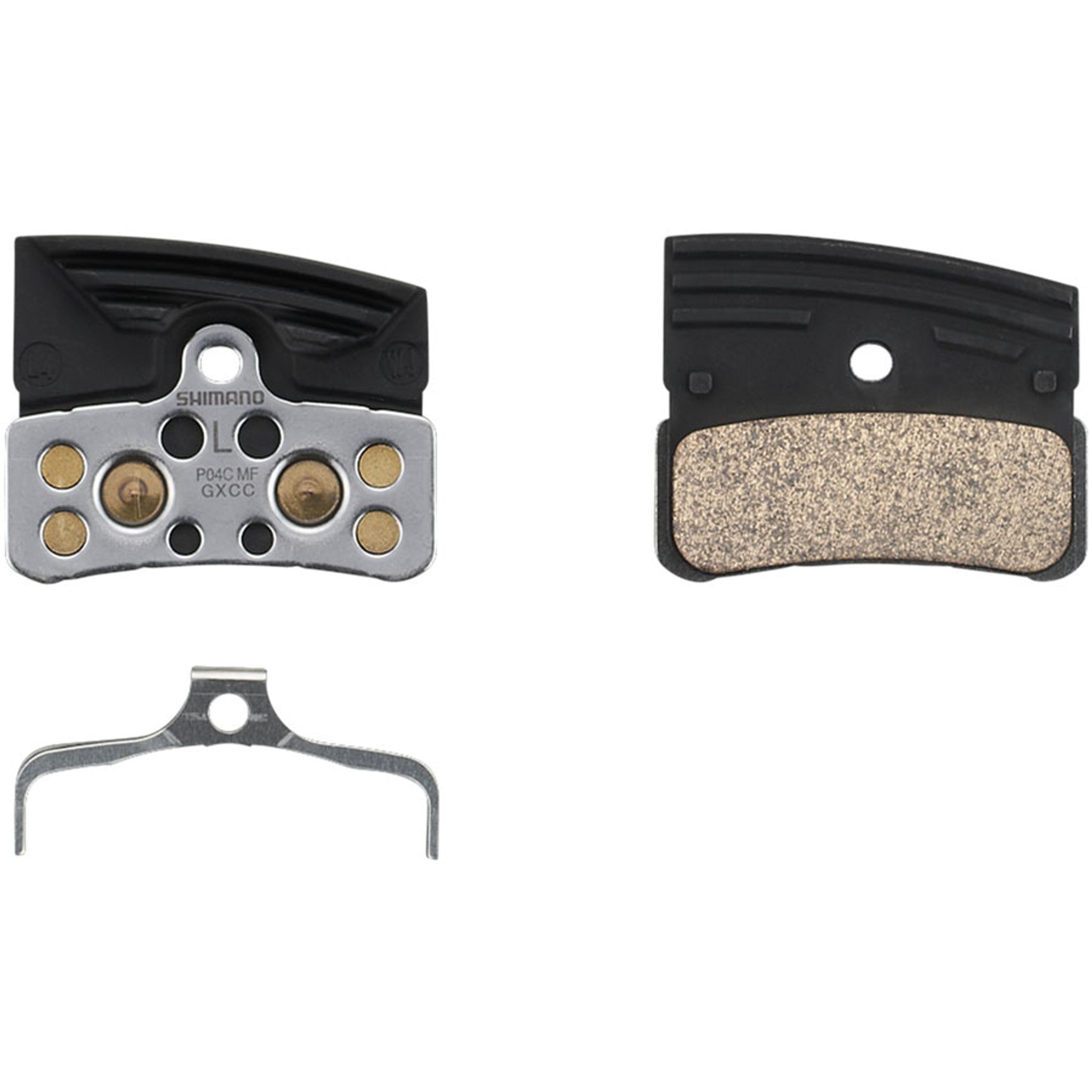 Shimano P04C-MF Disc Brake Pads and Springs - Metal Compound, Finned Aluminum and Stainless Steel Back Plate, One Pair