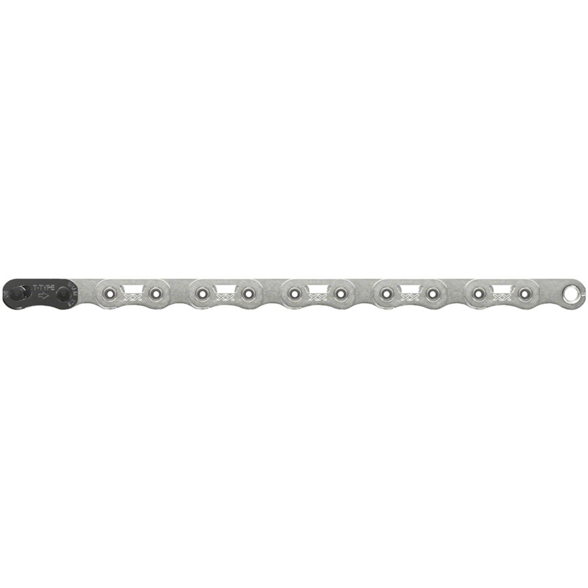 XX SL Eagle T-Type Flattop Chain - 12-Speed, 126 Links, Hollow Pin, Includes PowerLock Connector, PVD Coated, Silver