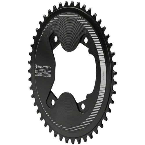 Elliptical Aero 110 Asymmetric BCD Chainring - 46t, 110 Asymmetric BCD, 4-Bolt, Drop-Stop ST, For Shimano GRX 800 Series, Black
