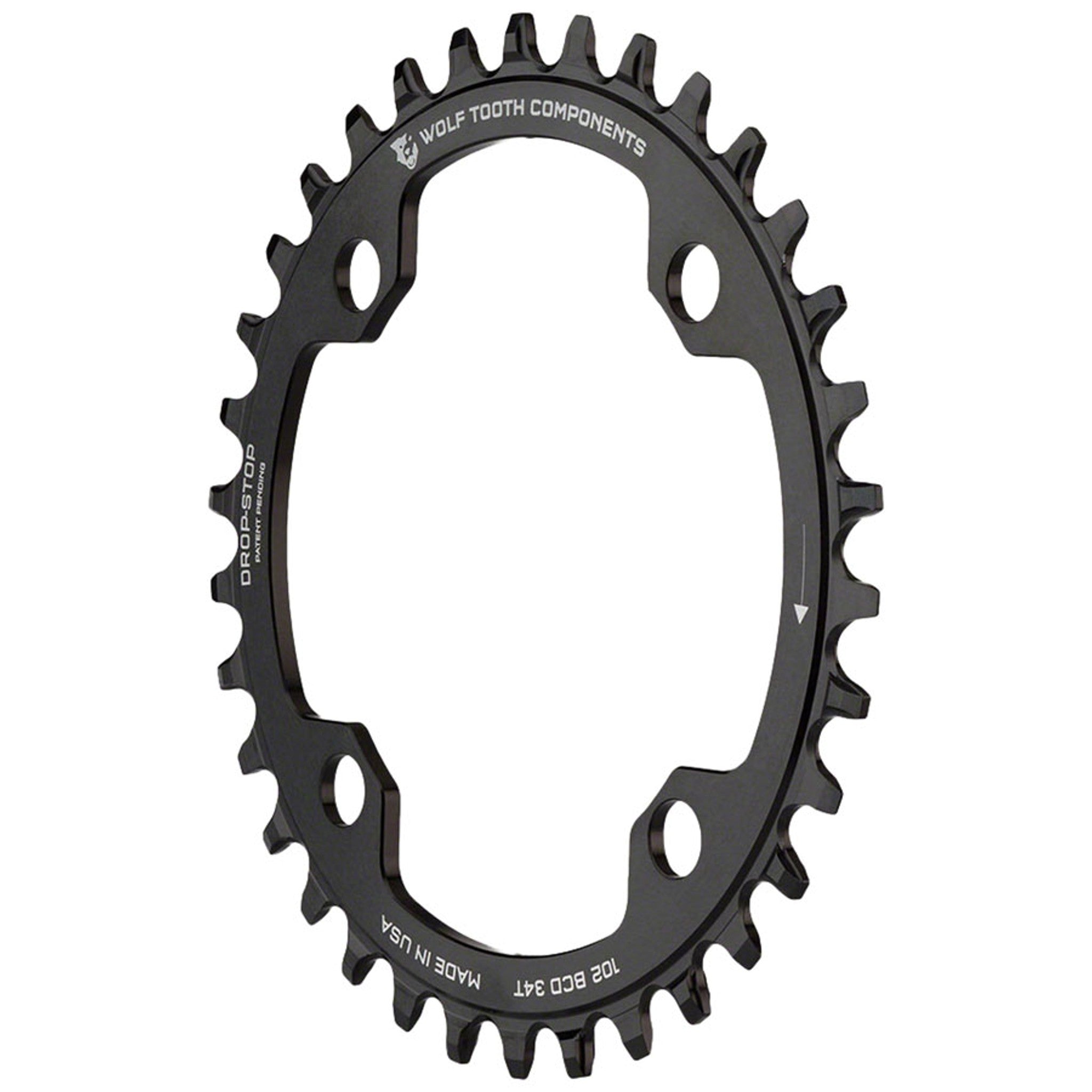 Wolf Tooth 102 BCD Chainring - 32t, 102 BCD, 4-Bolt, Drop-Stop A, For Shimano XTR M960 Cranks, Black