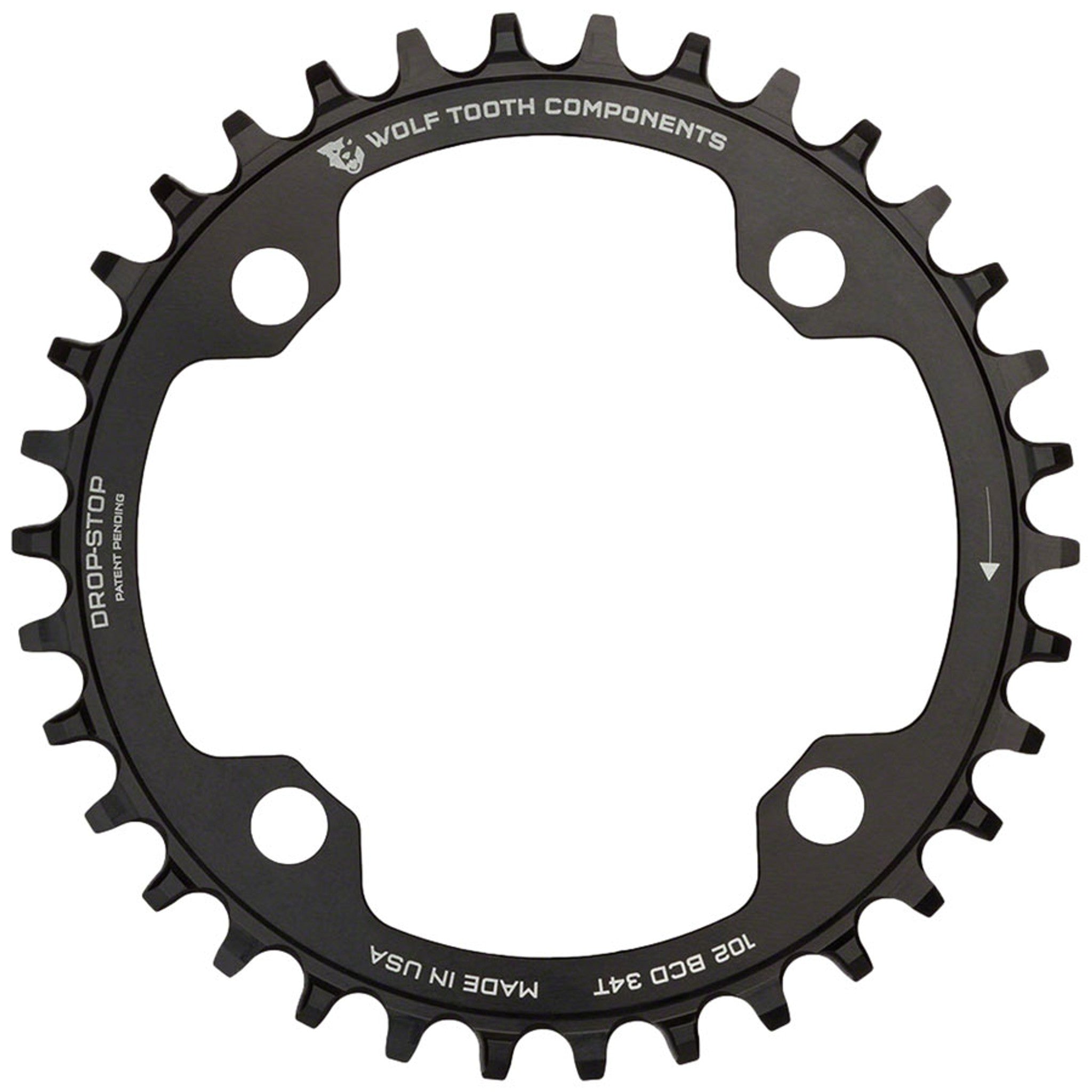 Wolf Tooth 102 BCD Chainring - 32t, 102 BCD, 4-Bolt, Drop-Stop A, For Shimano XTR M960 Cranks, Black