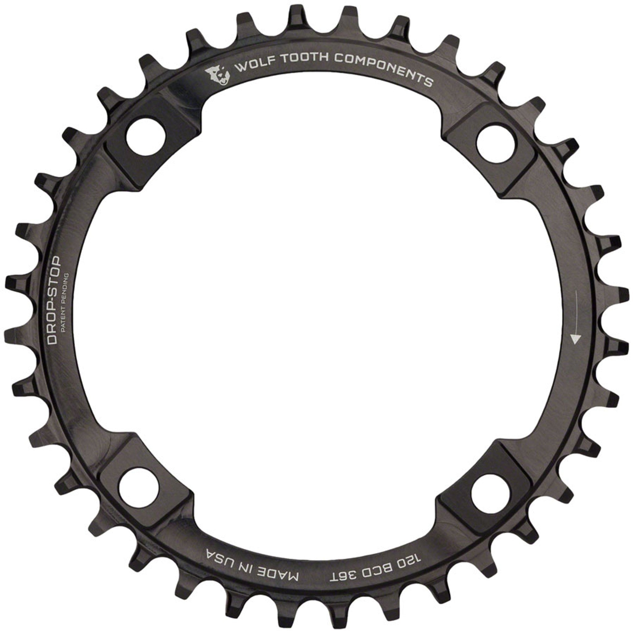 Wolf Tooth 120 BCD Chainring - 36t, 120 BCD, 4-Bolt, Drop-Stop B, Black