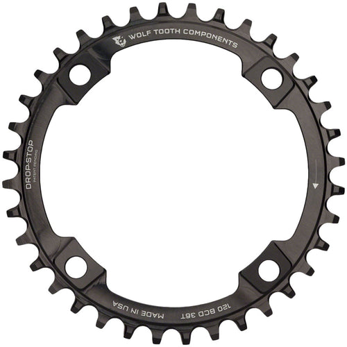 Wolf Tooth 120 BCD Chainring - 36t, 120 BCD, 4-Bolt, Drop-Stop B, Black