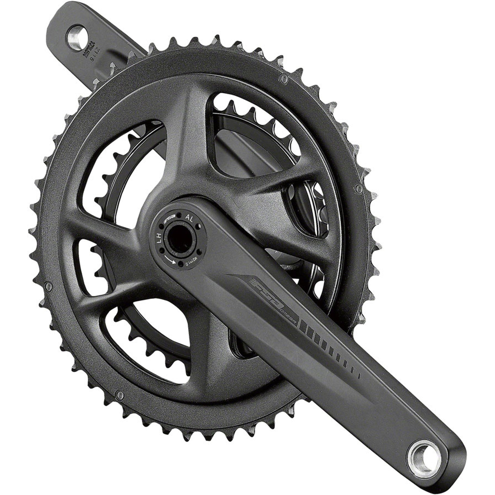 Omega AGX 2x Crankset - 172.5mm, 11-Speed, 50/34t, DM/90 BCD, 19mm MegaExo Spindle, N11, Black