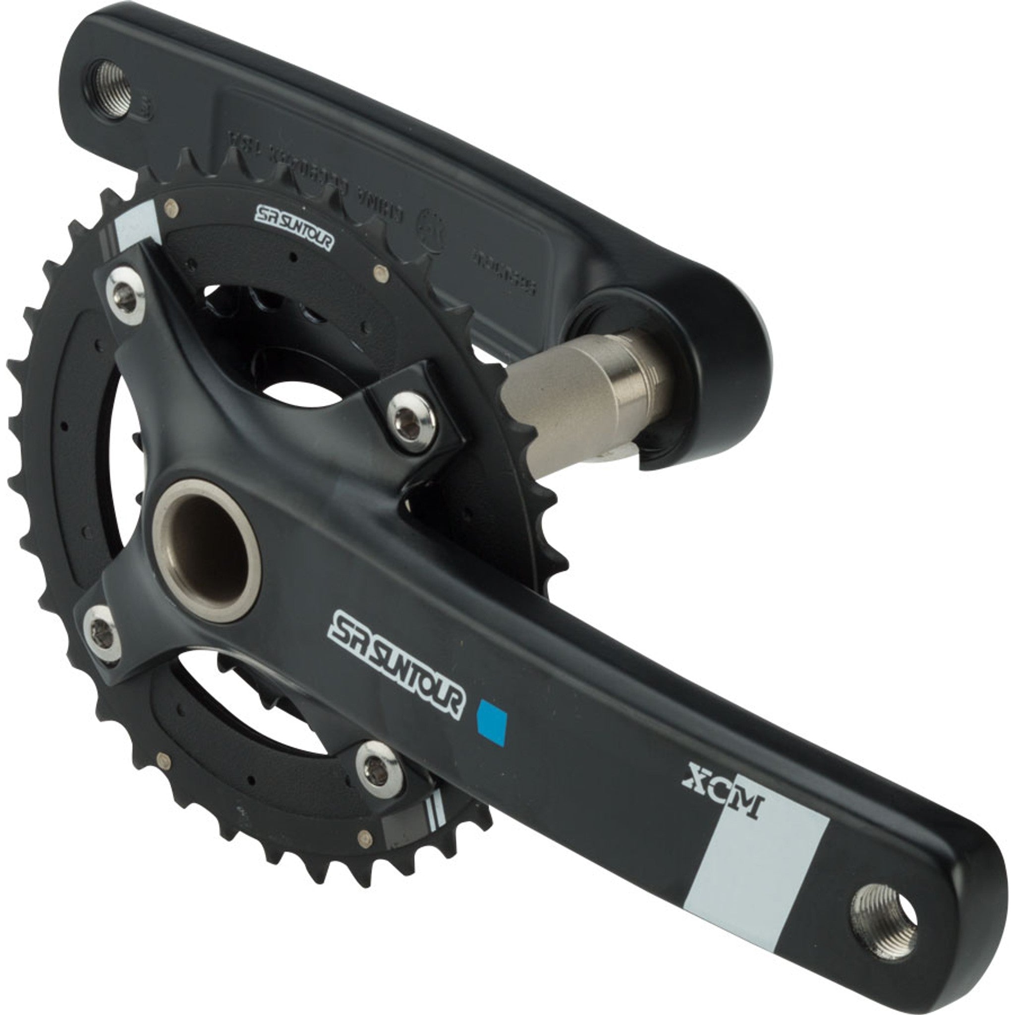 SR Suntour XCM-AX Crankset - 175mm, 10-Speed, 36/22t, 104/64 BCD, Hollowtech II Spindle Interface, Black
