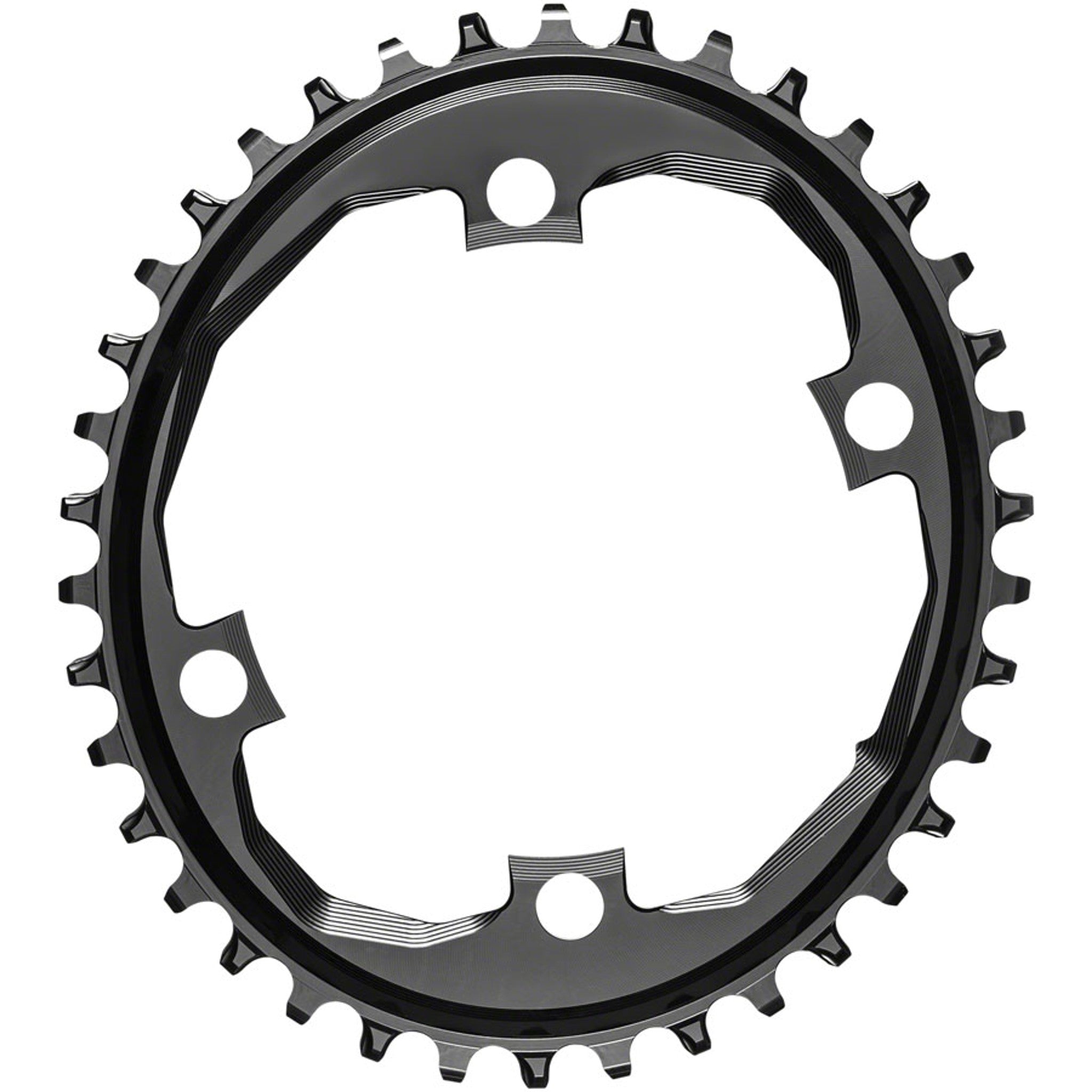 Oval 110 BCD for SRAM Apex Chainring for SRAM Apex 1 - 38t, 110 SRAM Asymmetric BCD, 4-Bolt, Narrow-Wide, Black