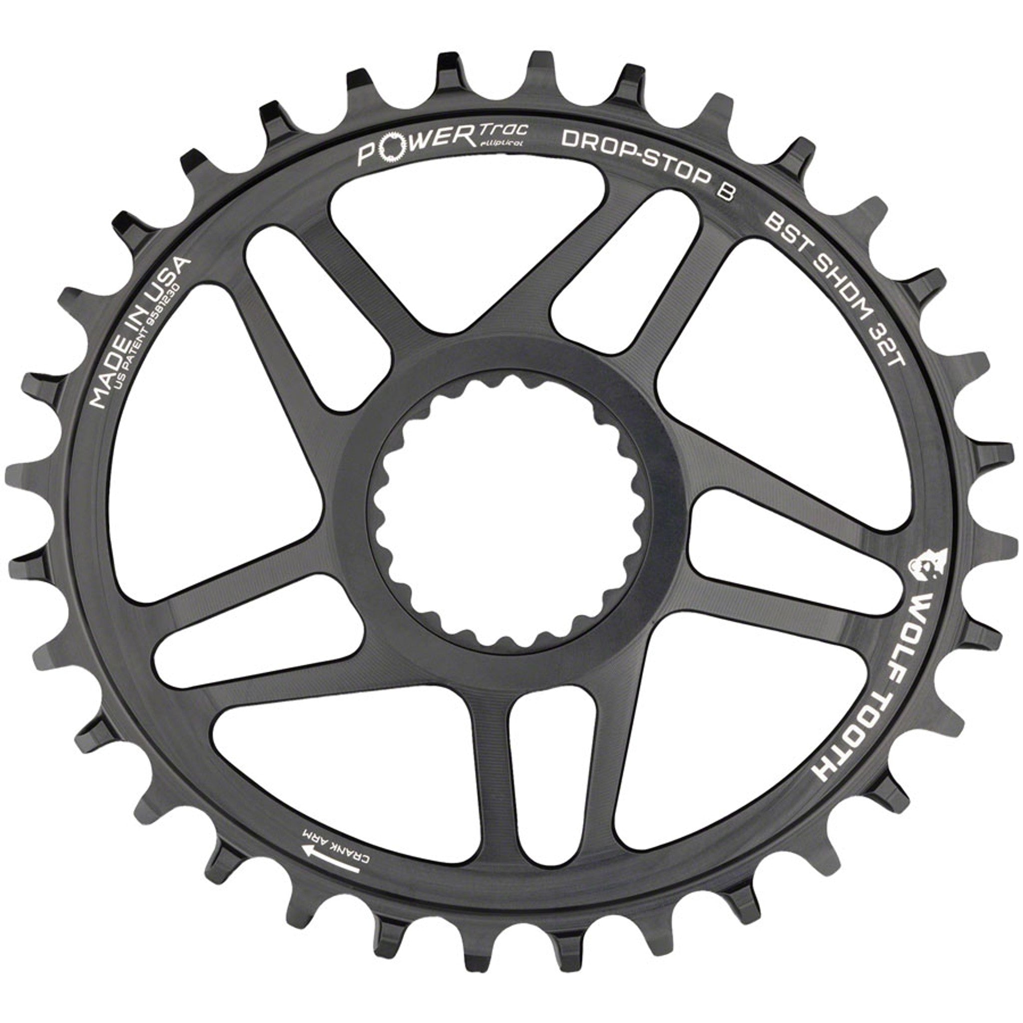 Elliptical Direct Mount Chainring - 32t, Shimano Direct Mount, Drop Stop B, Boost, 3mm Offset, Black