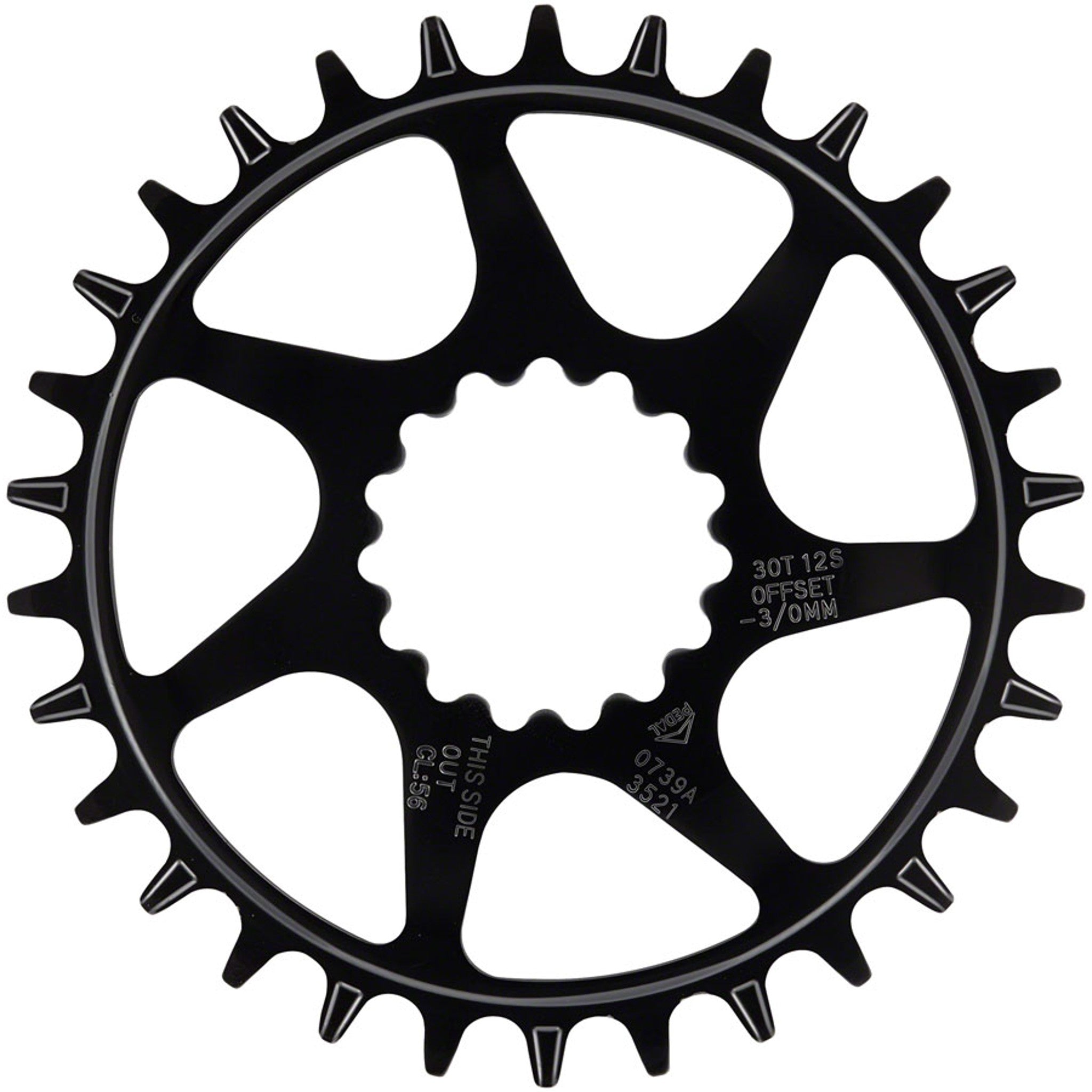 e*thirteen Helix Guidering - 30t, 10/11/12-Speed, 52/55mm Flip Flop CL, 3/5mm Offset, e*thirteen DM, Black