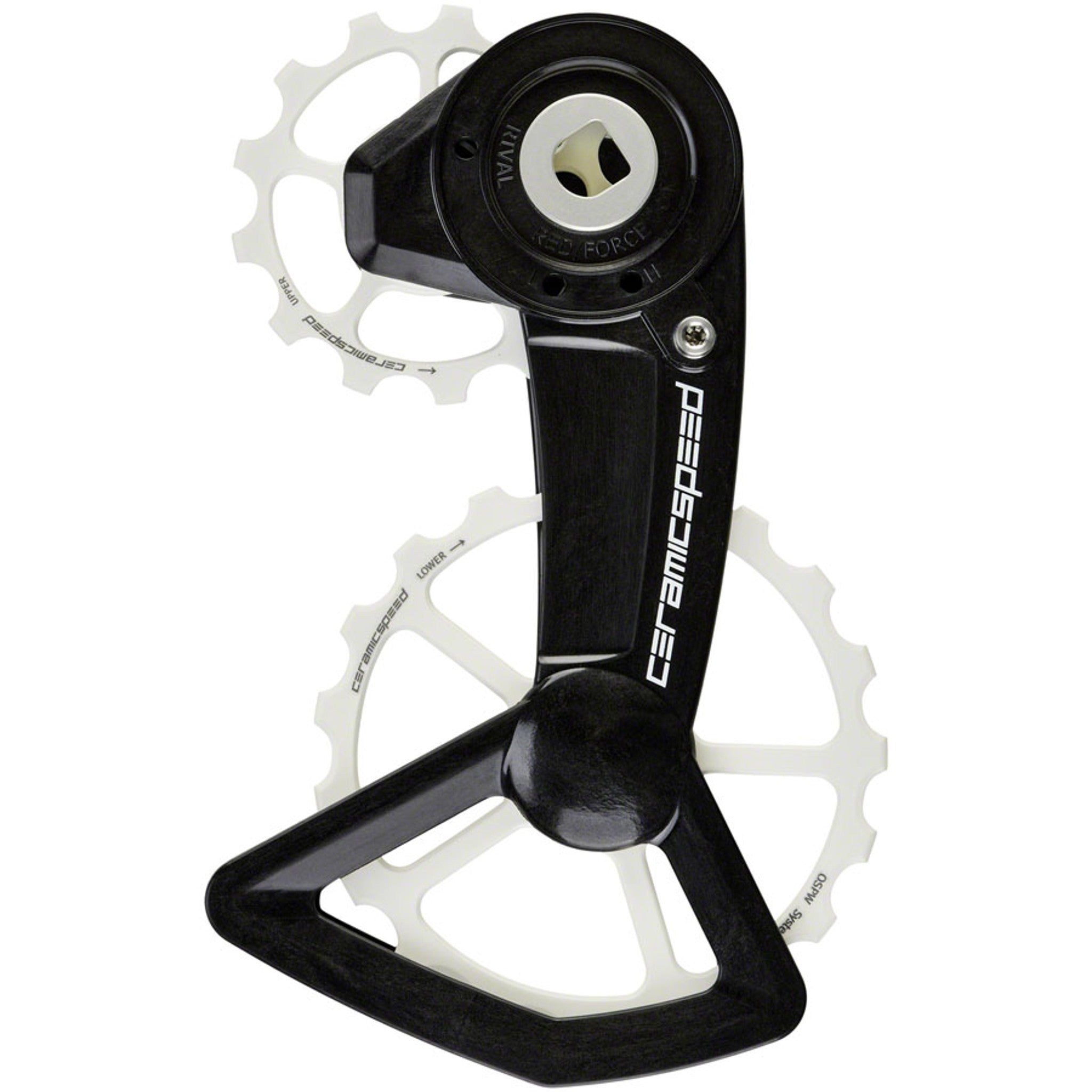 OSPW X Pulley Wheel System for SRAM AXS XPLR - Coated Races, Alloy Pulley, Carbon Cage, White Cerakote