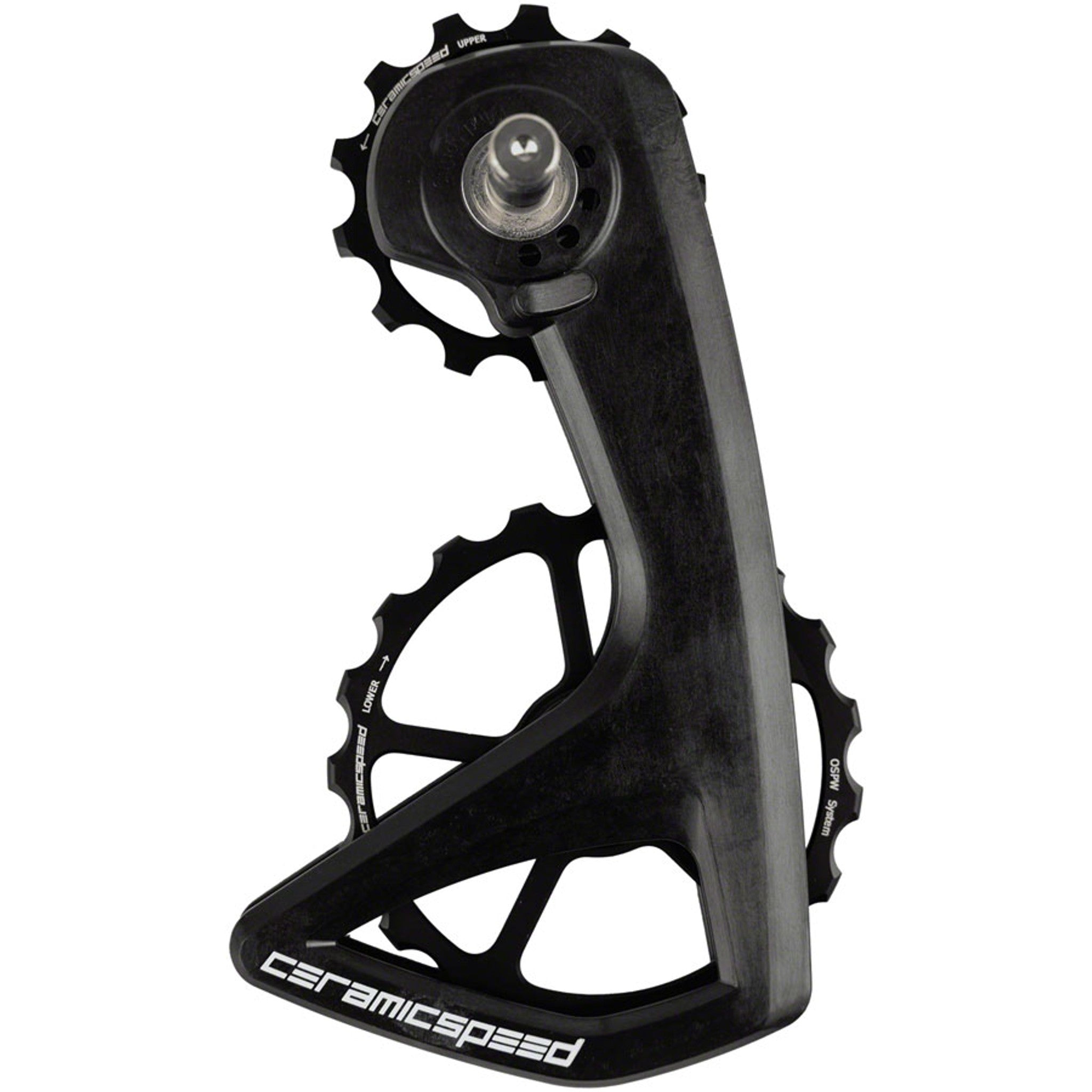 CeramicSpeed OSPW RS Pulley Wheel System for Shimano 105 7150 - Aluminum Pulley, 5 Spoke, Carbon Cage, Black