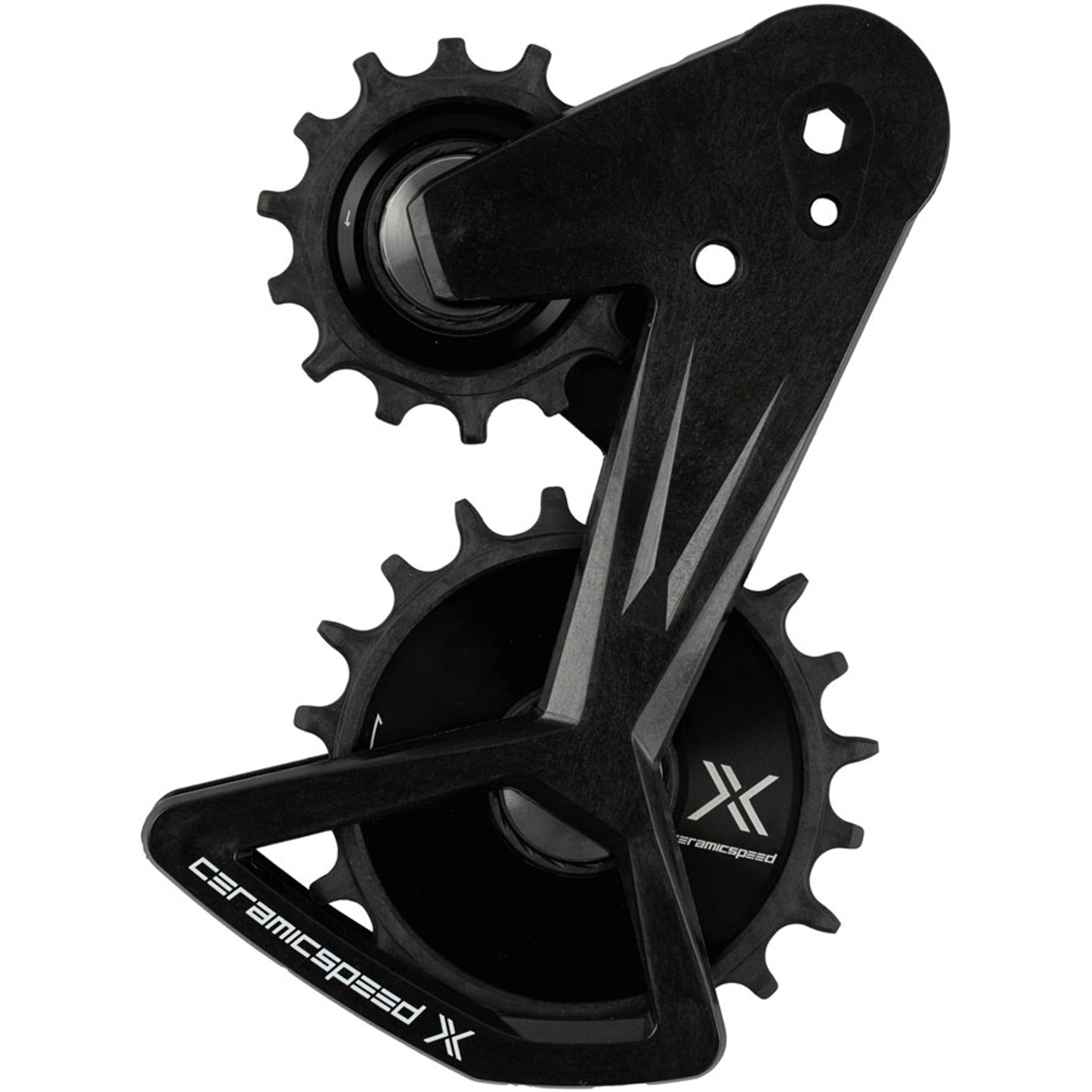 CeramicSpeed OSPW X Alpha Pulley Wheel System for SRAM RED/Force/Rival XPLR E1 - ALPHA Aluminum Pulley, Carbon Cage, Black