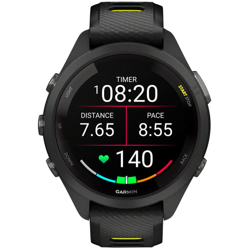Forerunner 265S GPS Smartwatch - 42mm, Black Bezel and Case, Black/Amp Yellow Silicone Band