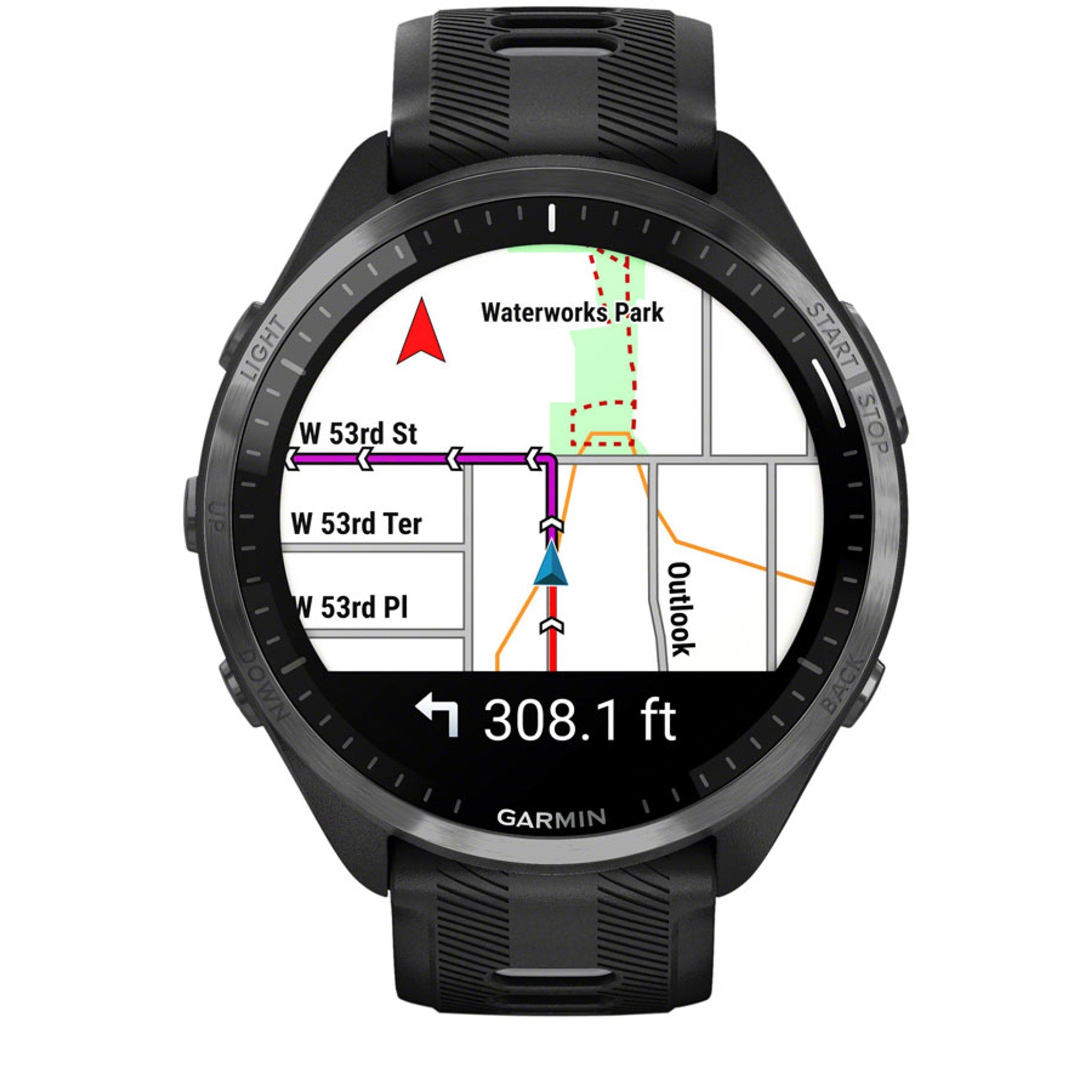 Garmin Forerunner 965 GPS Smartwatch - 47mm, Carbon Gray DLC Titanium Bezel, Black Case and Black/Powder Gray Silicone Band