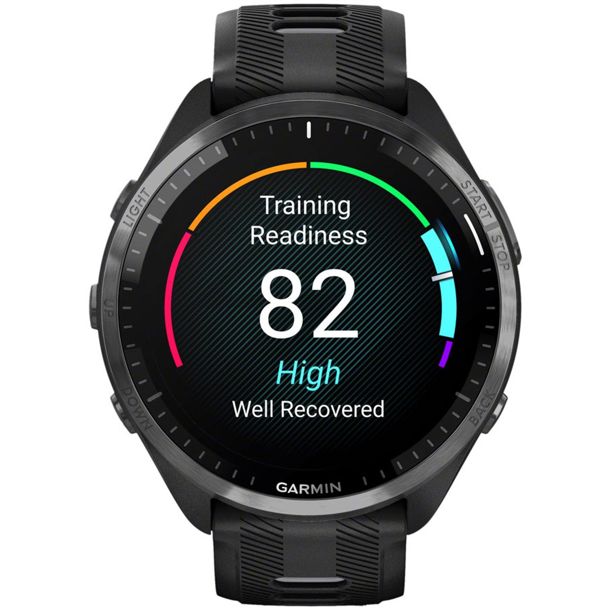 Garmin Forerunner 965 GPS Smartwatch - 47mm, Carbon Gray DLC Titanium Bezel, Black Case and Black/Powder Gray Silicone Band