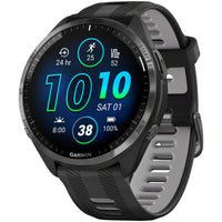 Garmin Forerunner 965 GPS Smartwatch - 47mm, Carbon Gray DLC Titanium Bezel, Black Case and Black/Powder Gray Silicone Band