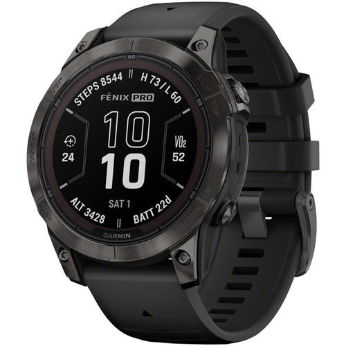 fenix 7 Pro Sapphire Solar Smartwatch - 47mm, Carbon Gray DLC Titanium Case, Black Band
