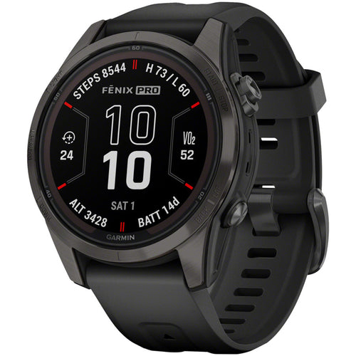 fenix 7S Pro Sapphire Solar Smartwatch - 42mm, Carbon Gray DLC Titanium Case, Black Band