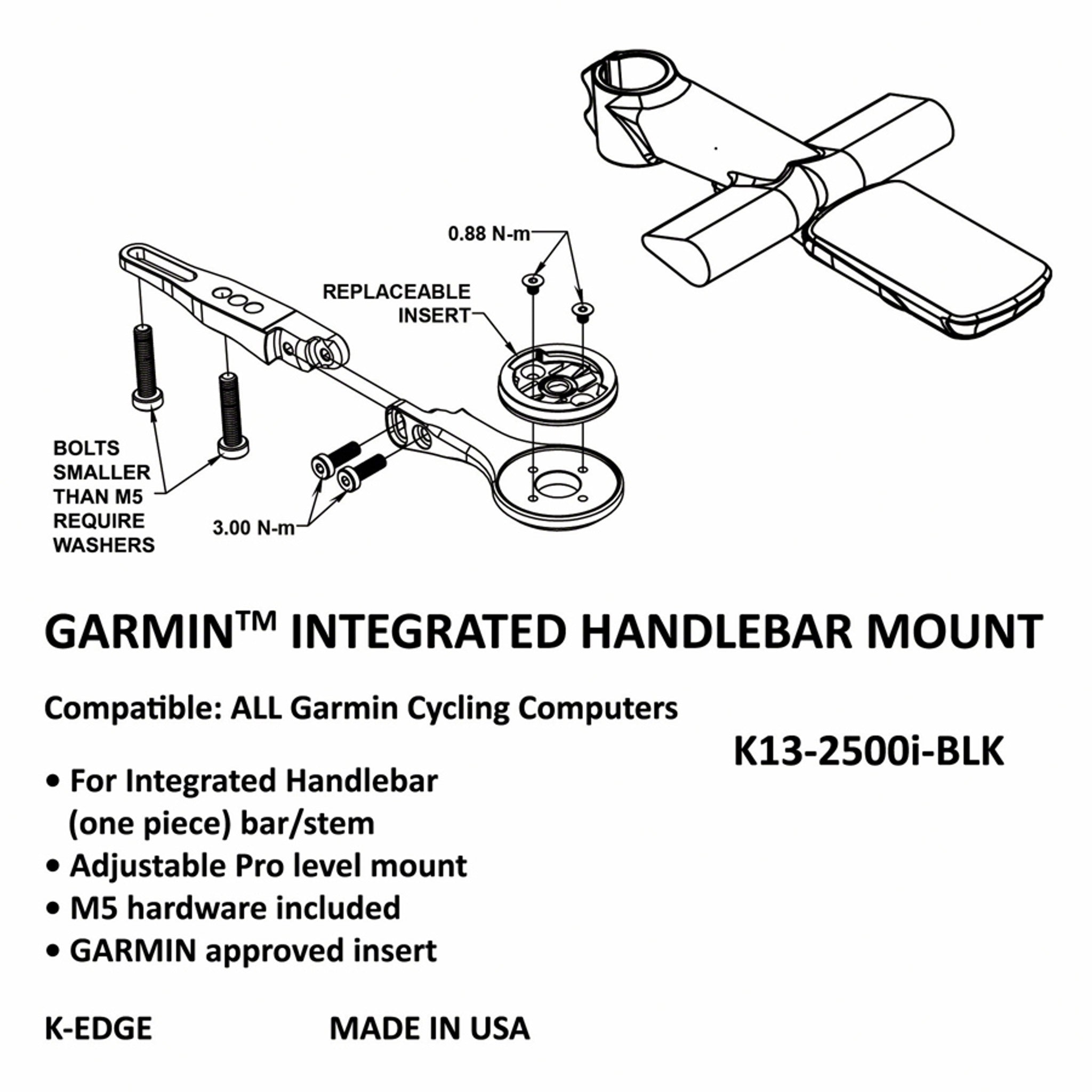 Integrated Handlebar System Mount for Garmin
