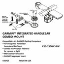 Integrated Handlebar System Combo Mount for Garmin