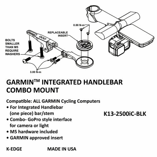 Integrated Handlebar System Combo Mount for Garmin