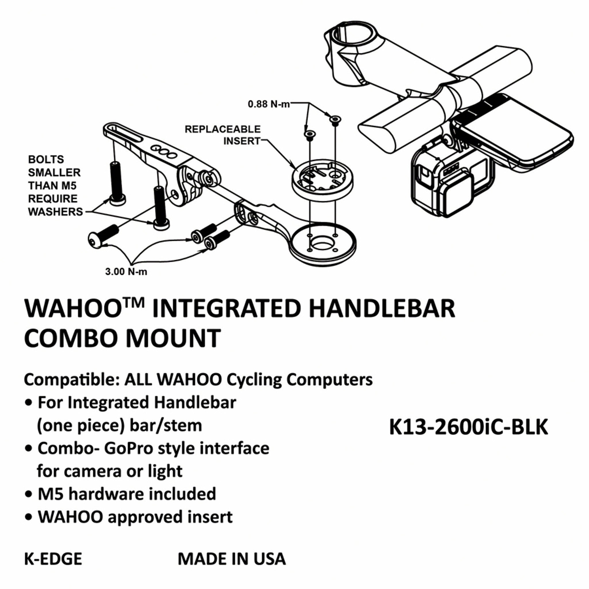 Integrated Handlebar System Combo Mount for Wahoo