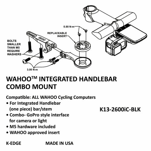 Integrated Handlebar System Combo Mount for Wahoo