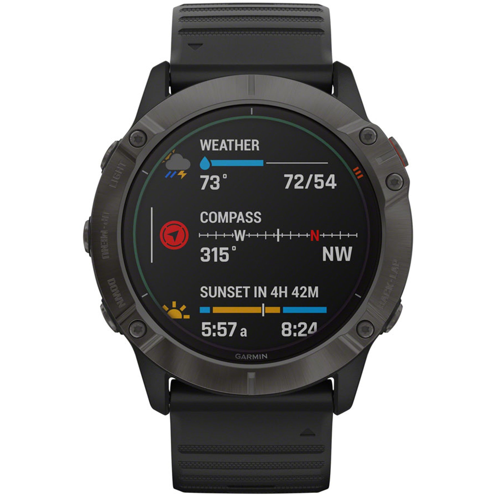 Fenix 6X Pro Solar GPS Watch - Carbon Gray/Black