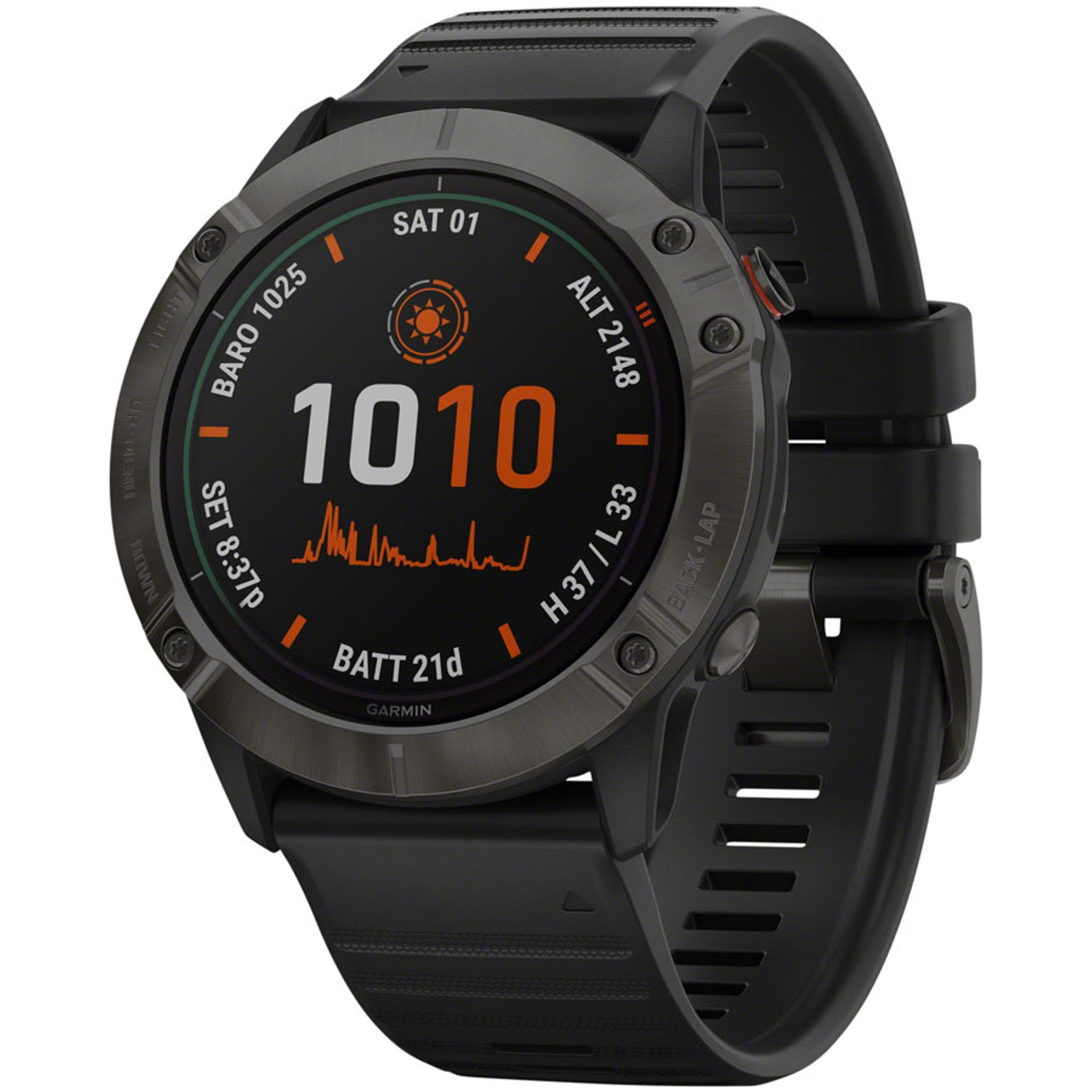 Fenix 6X Pro Solar GPS Watch - Carbon Gray/Black