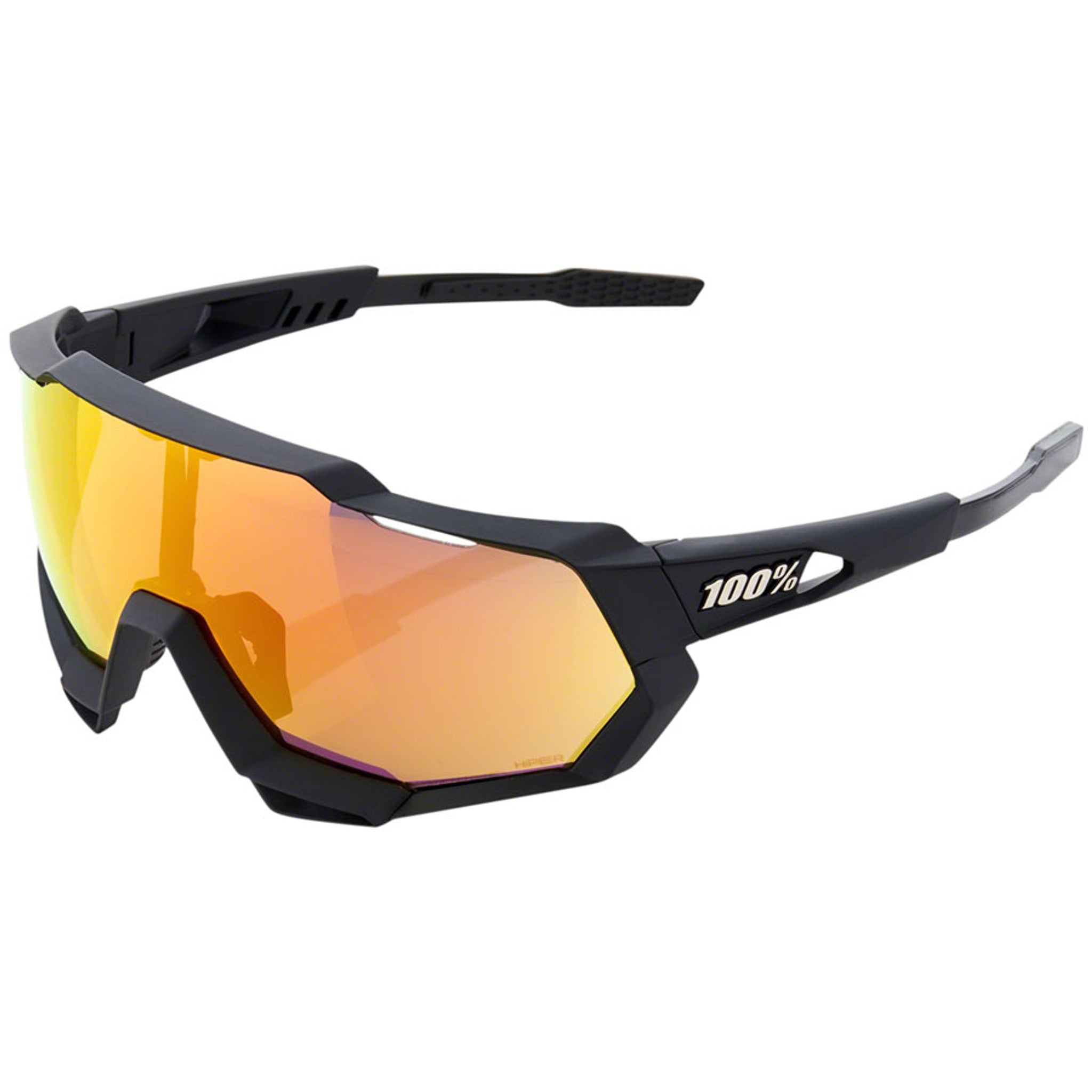 Speedtrap Sunglasses - Soft Tact Black, HiPER Red Multilayer Mirror Lens