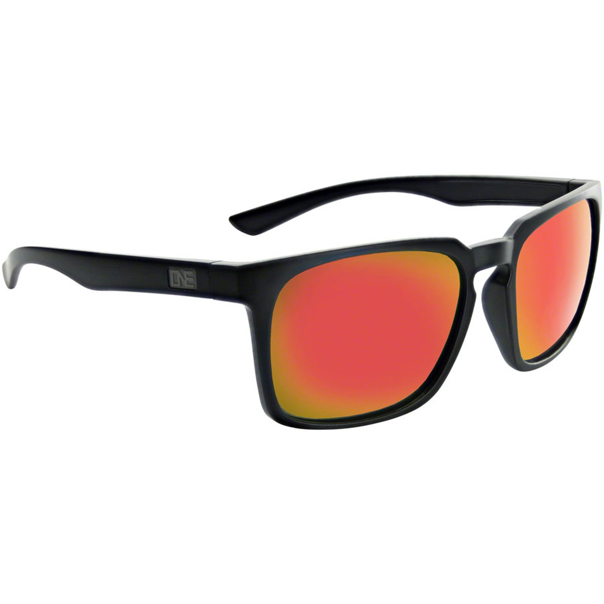 ONE by Optic Nerve Boiler Sunglasses - Matte Black, Polarized Smoke Lens with Red Mirror