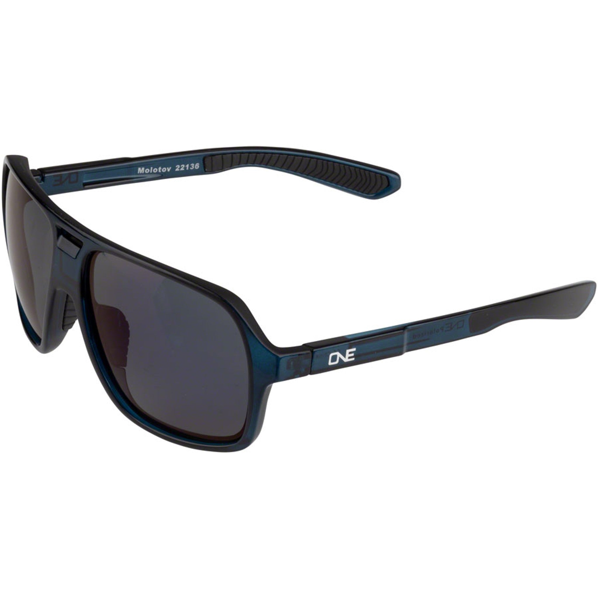 ONE by Optic Nerve Molotov Sunglasses - Crystal Navy with Black, Polarized Smoke with Gold Lens