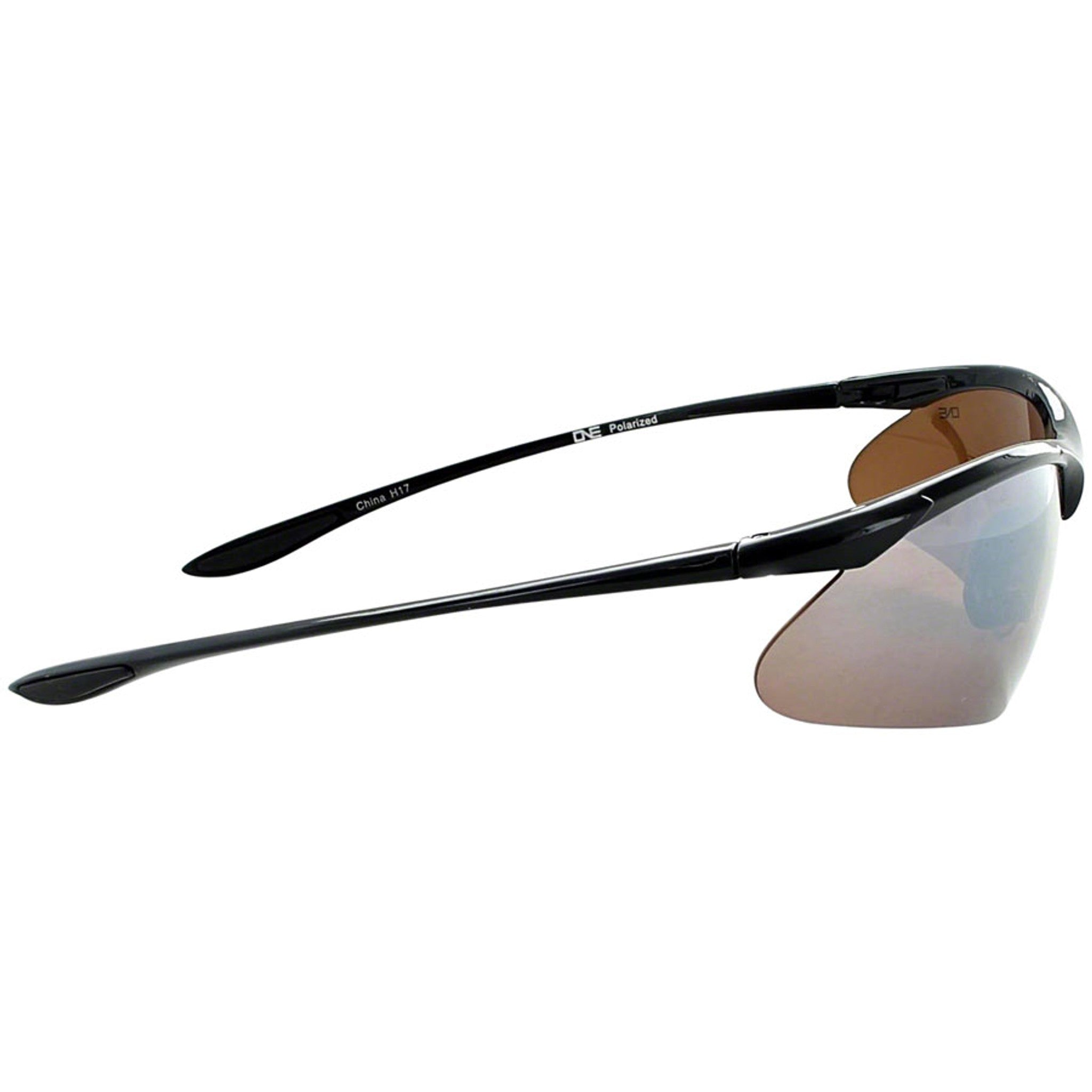 ONE Tightrope Polarized Sunglasses: Shiny Black with Brown Silver Flash Lens