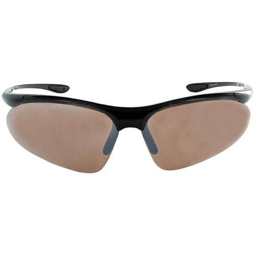 ONE Tightrope Polarized Sunglasses: Shiny Black with Brown Silver Flash Lens