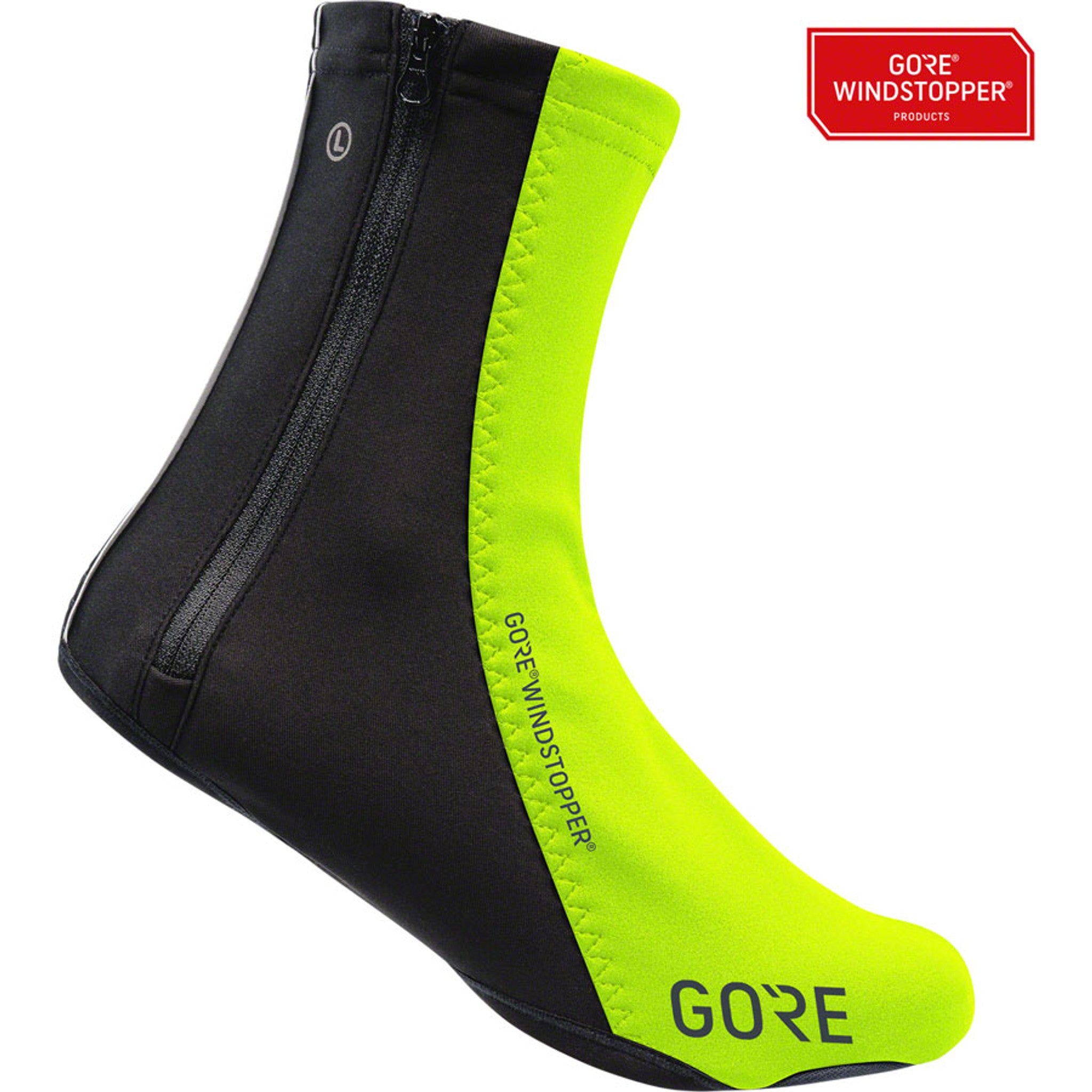 C5 Windstopper Overshoes - Neon Yellow/Black, Fits Shoe Sizes 4.5-6