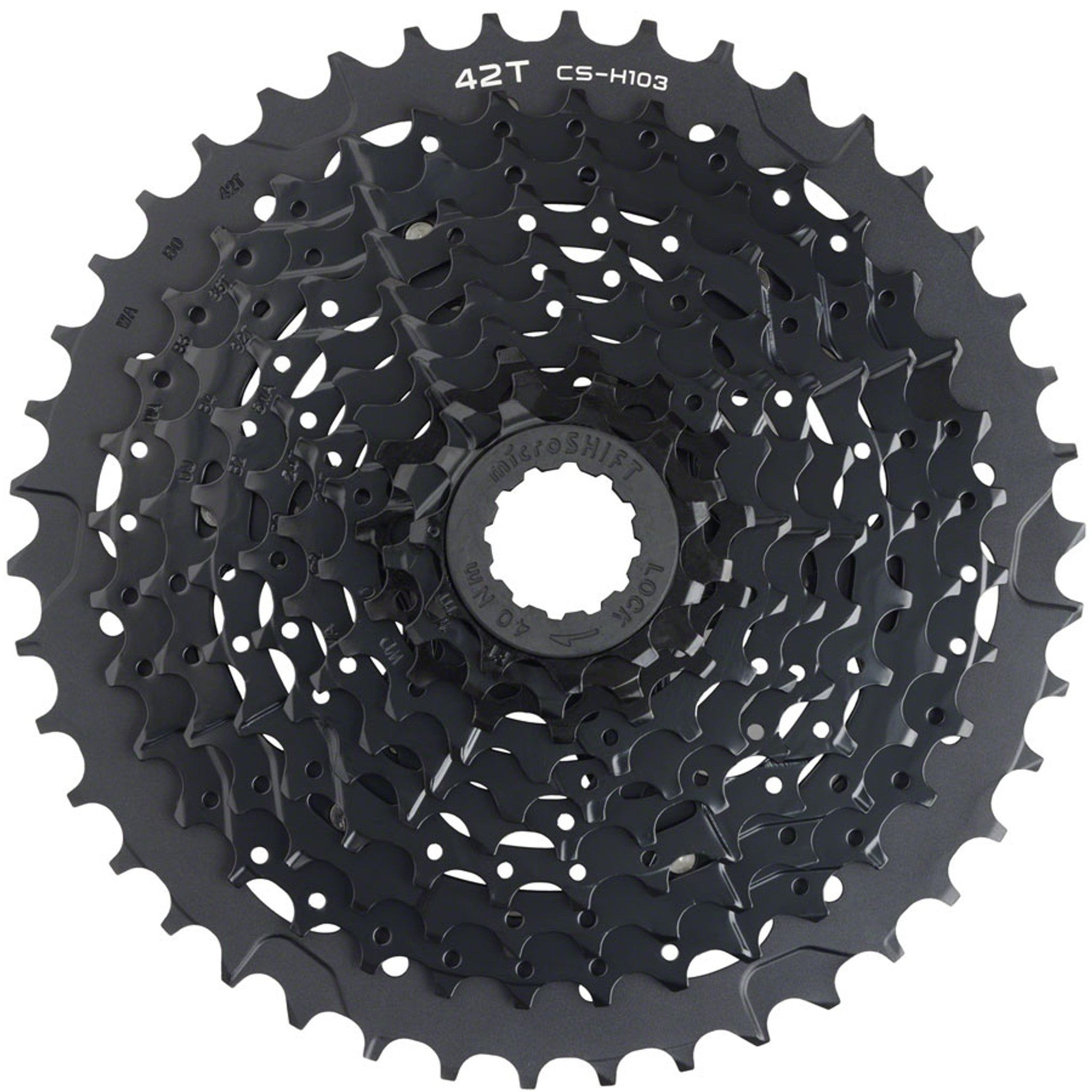 microSHIFT ADVENT X E-Series Cassette - 10 Speed, 11-42t, Black, ED Coated, Alloy Outer Cog