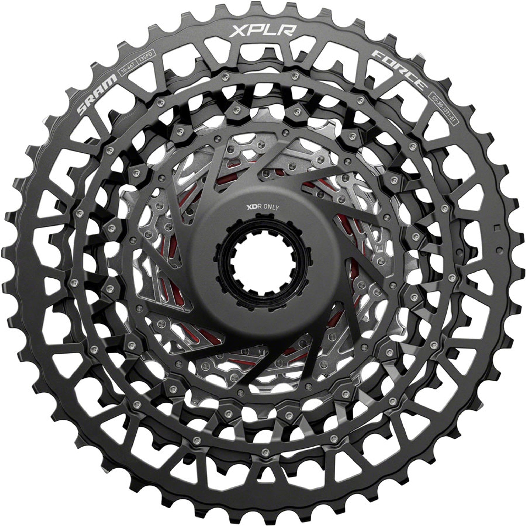 SRAM Force XPLR XG-1371 Cassette - 13-Speed, 10-46t, For XDR Driver, Silver, E1