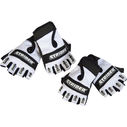 Strider Fingerless Riding Gloves - White/Black, Full Finger, Youth, Large