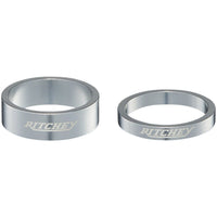 Classic Headset Spacers - 1-1/8", 10mm (x2), 5 mm (x3), Silver