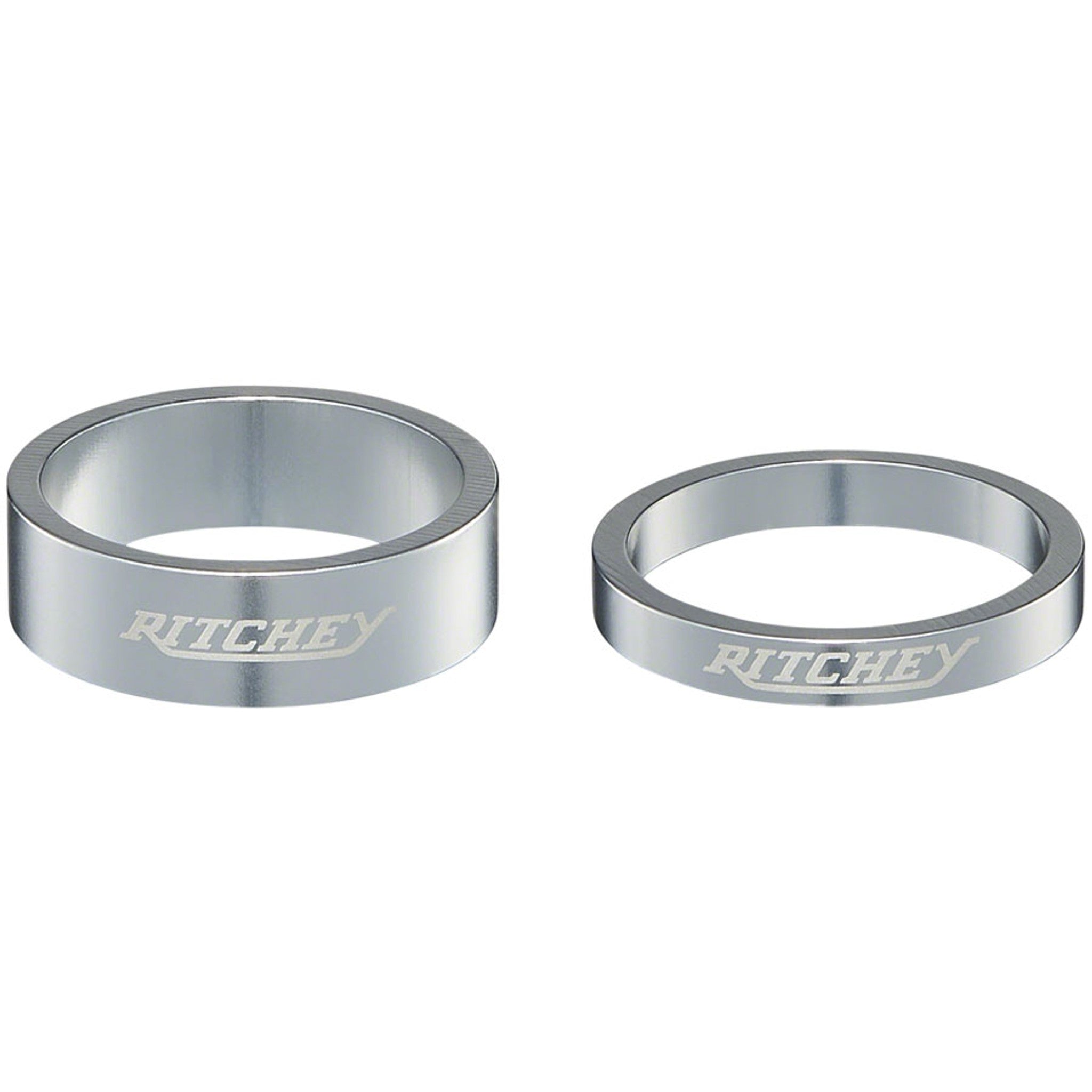 Classic Headset Spacers - 1-1/8", 10mm (x2), 5 mm (x3), Silver