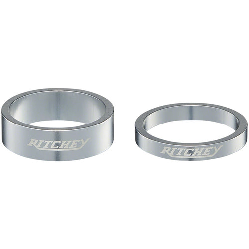 Classic Headset Spacers - 1-1/8", 10mm (x2), 5 mm (x3), Silver
