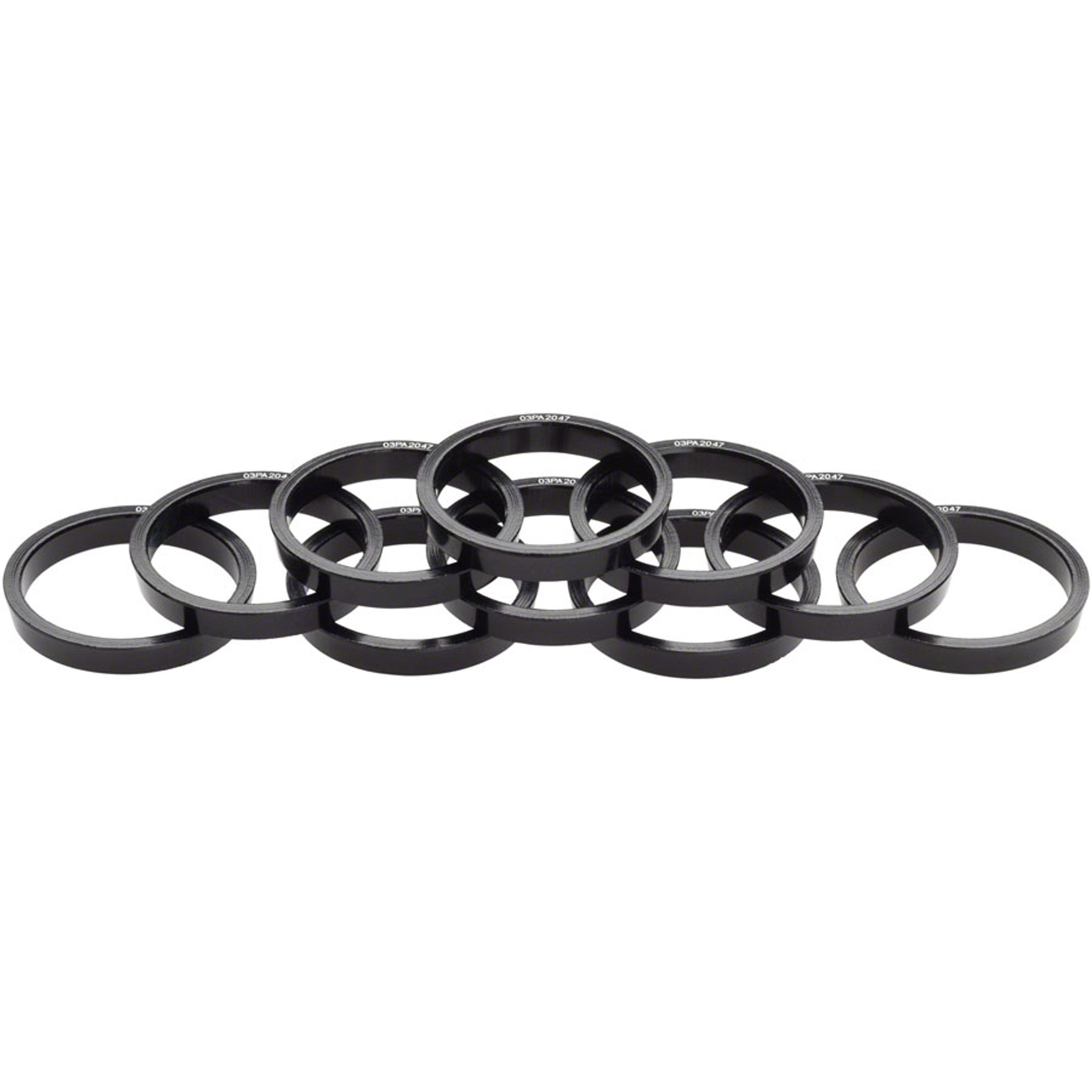 Tapered Headset Stack Spacer - 28.6, 5mm, Aluminum, Black, Bag of 10